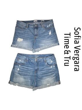 Sofia Vergara Lila Time & Tru Mid Rise Distressed Jean Shorts Bundle Size 16